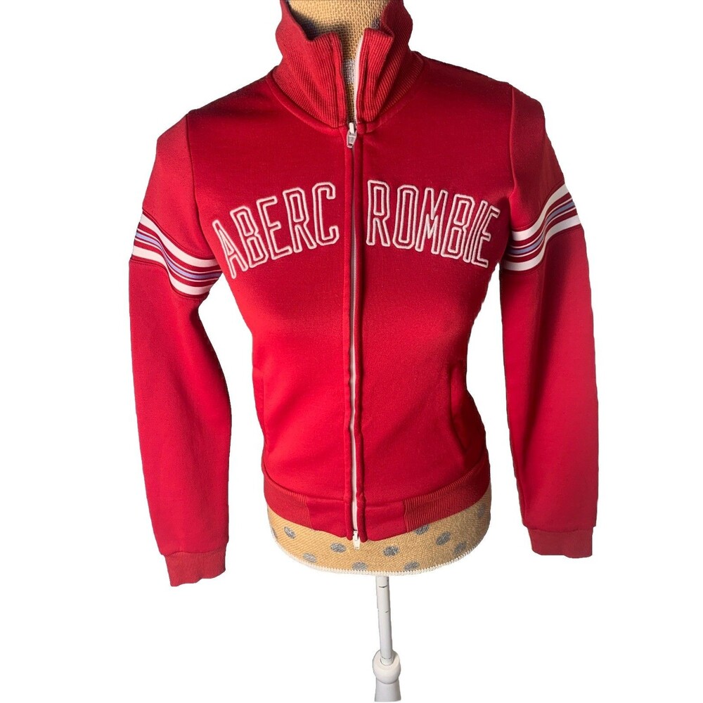 VTG Y2K Abercrombie & Fitch Track Jacket Juniors Full Zip Embroidered Runs XS